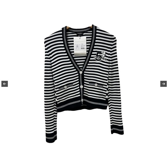Chanel23C striped cardigan, Fr38, black white - Picture 8 of 10